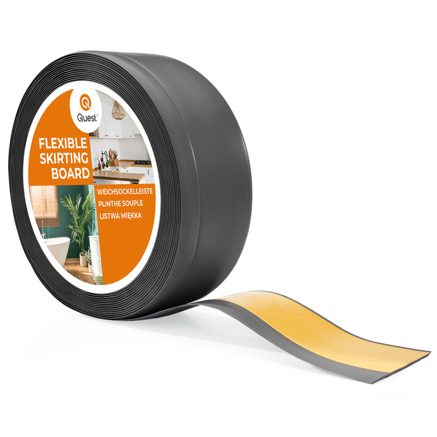 Self-Adhesive PVC Skirting Board, 70x20mm, Dark Gray