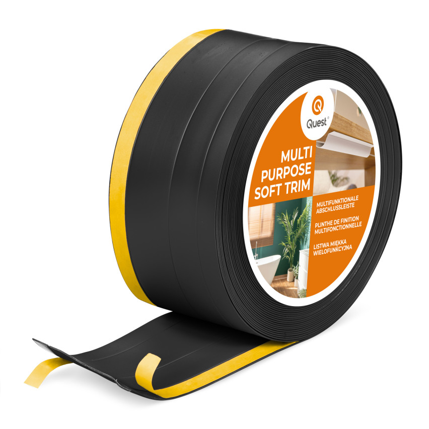 Multifunctionele PVC-Lijst 4in1 – Zelfklevend Afwerkpaneel, 120 mm, Zwart