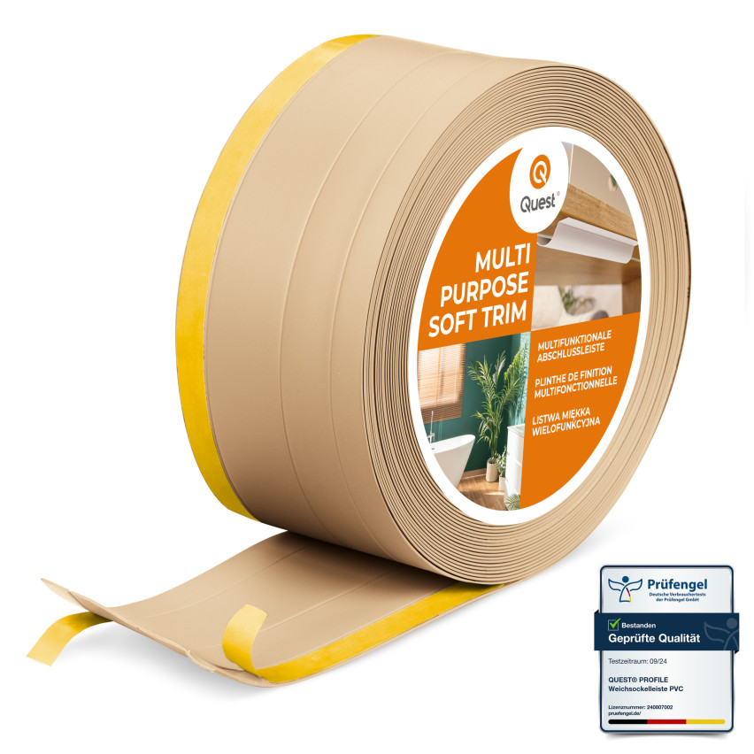 Multifunctionele PVC-Lijst 4in1 – Zelfklevend Afwerkpaneel, 120 mm, Zandkleurig