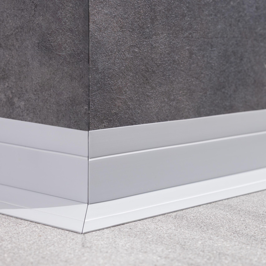 Multifunkční PVC Lišta 4v1 – Samolepicí Dokončovací Panel, 120 mm, Tmavě Šedá