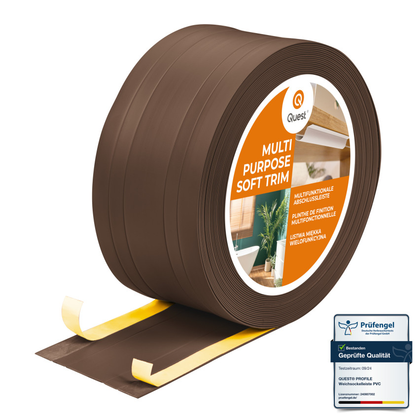 Multifunkčná PVC Lišta 2v1 – Samolepiaci Dokončovací Panel, 110Mm, Hnedý