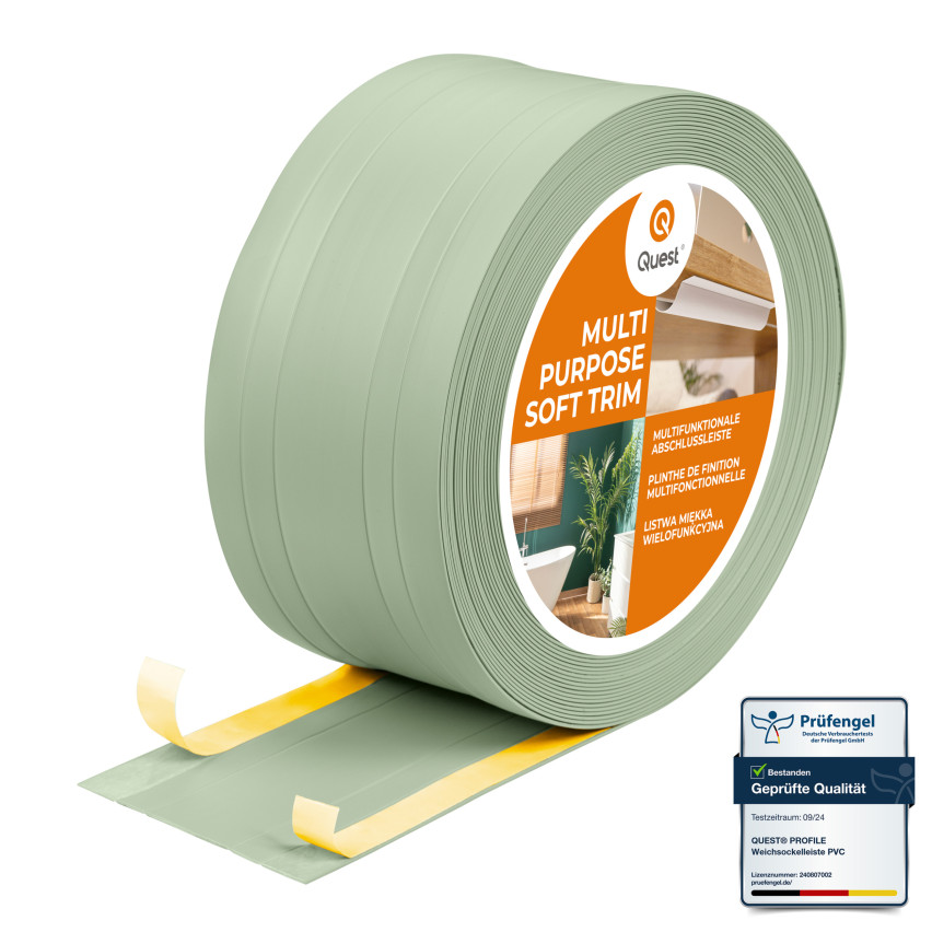 Listello Multifunzionale in PVC 2in1 – Pannello di Finitura Autoadesivo, 110Mm, Verde Chiaro