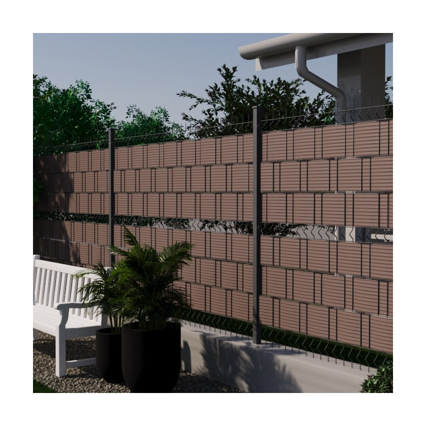 Hart-PVC matomasis skydų juosta Skydų juosta Doblestabmat zaun sodo juosta aukštis 19cm Storis: 1,2 mm, ruda