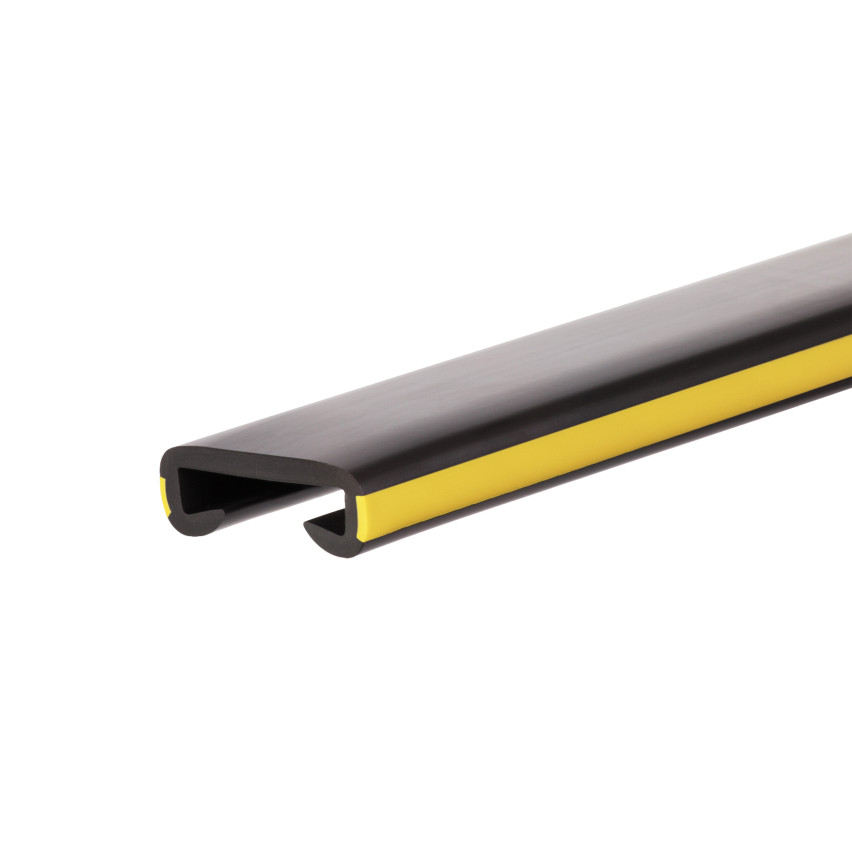 PVC LUX handrail strip, Handrail profile, Handrail 40x8mm black/yellow