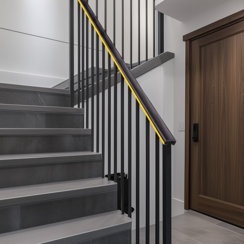 PVC LUX handrail strip, Handrail profile, Handrail 40x8mm black/yellow