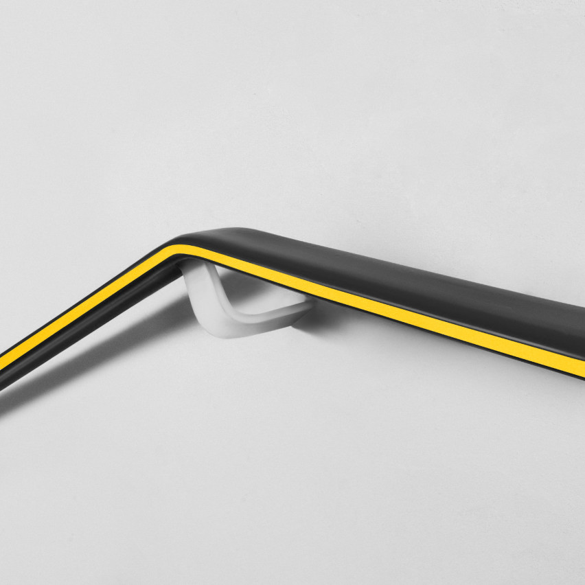 PVC LUX handrail strip, Handrail profile, Handrail 40x8mm black/yellow