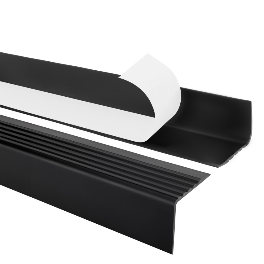 Protišmykový schodiskový profil s lepidlom, 50x42 mm, čierny, 