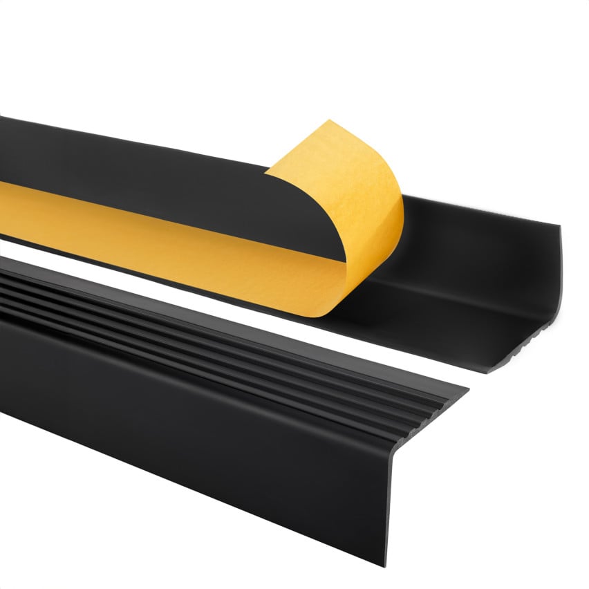 Protiskluzový schodišťový profil s lepidlem, 50x42mm, Černá