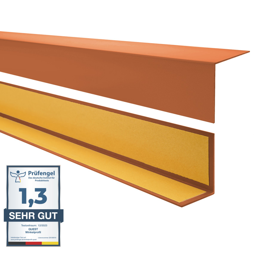 PVC angle profile, self-adhesive edge protection, corner protection, brick color