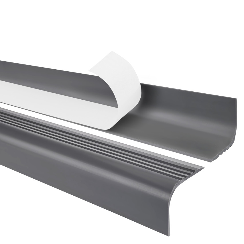 Protiskluzový schodišťový profil s lepidlem, 52x40mm, tmavě šedá