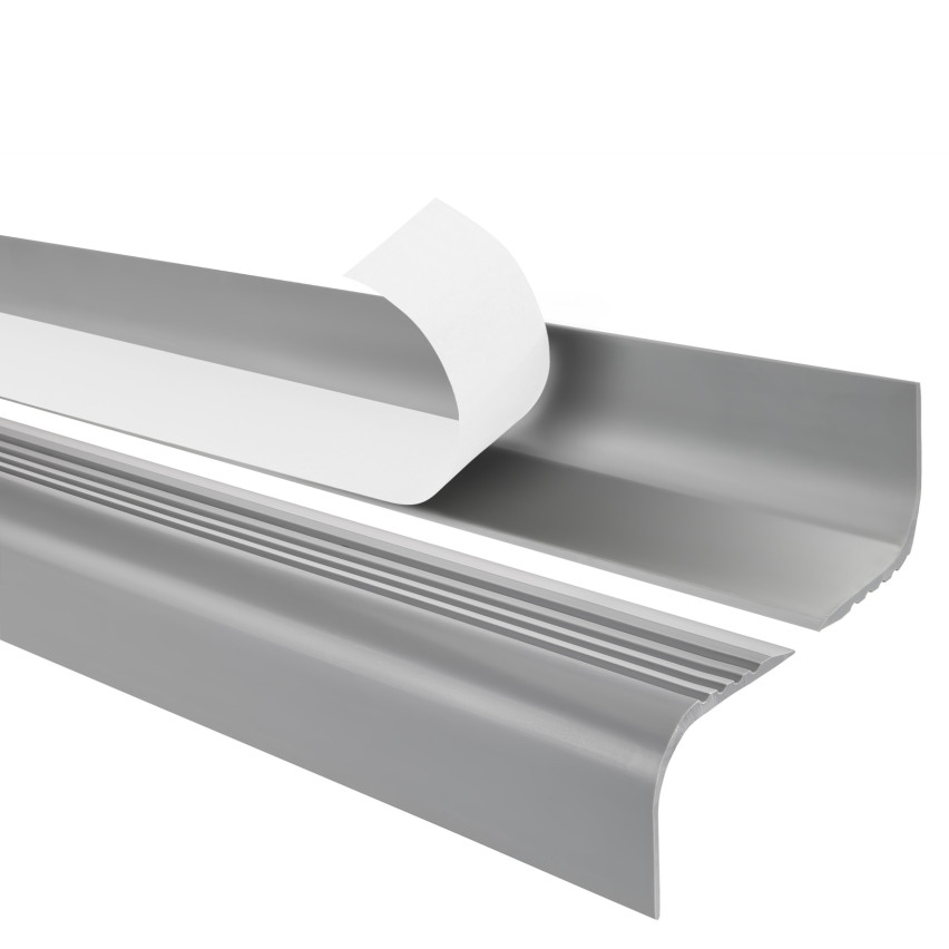 Protiskluzový schodišťový profil s lepidlem, 52x40mm, šedá