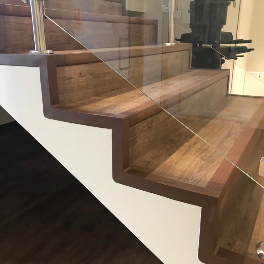 A set for finishing PVC stairs grey