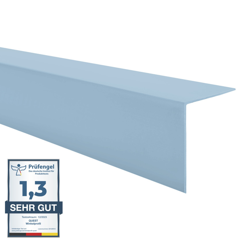 PVC Perfil angular duro, plástico, protección de cantos, azul claro