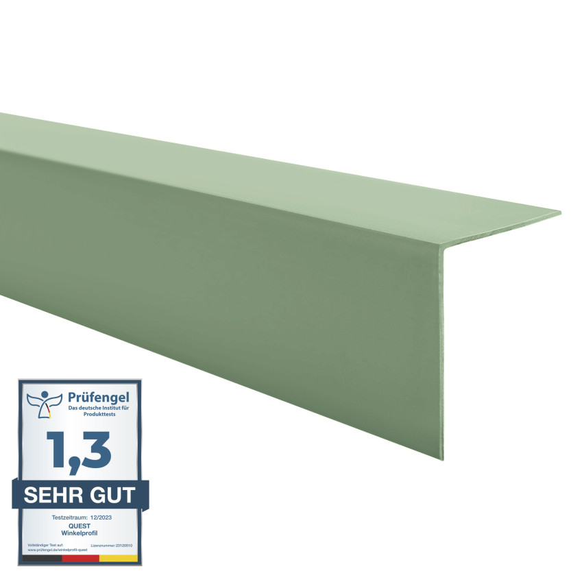 PVC Perfil angular duro, plástico, protección de cantos, verde claro