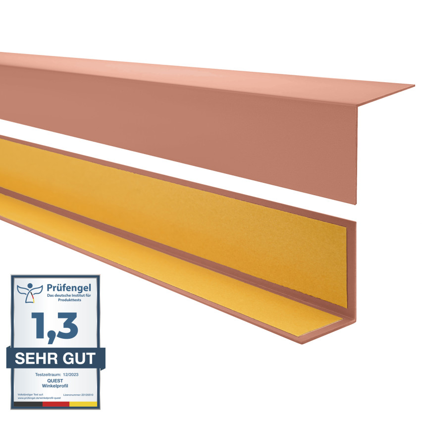 PVC angle profile, self-adhesive edge protection, corner protection, light brown