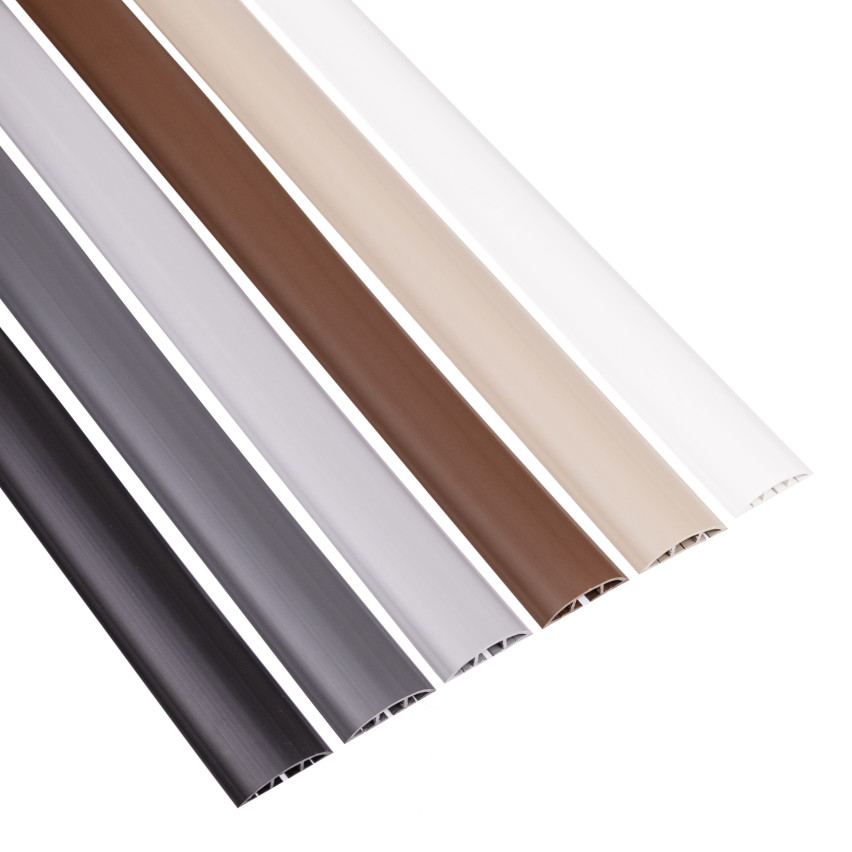 Zelfklevende PVC kabelgoten - 200 cm, halfrond, grijs