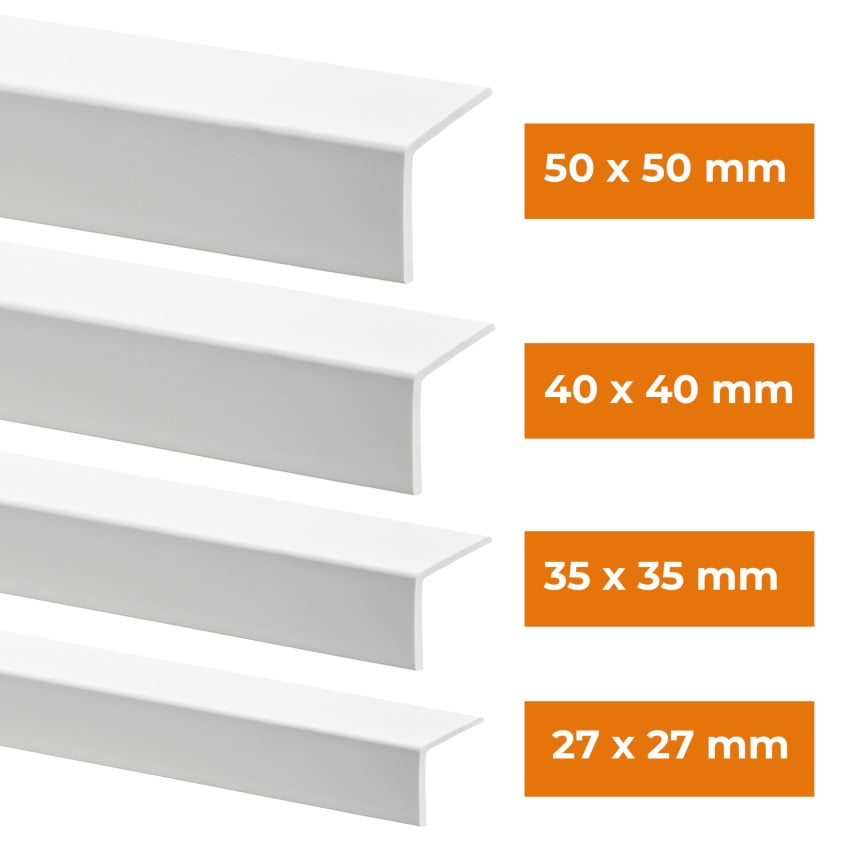 Perfil angular de PVC, plástico, protección de cantos, gris