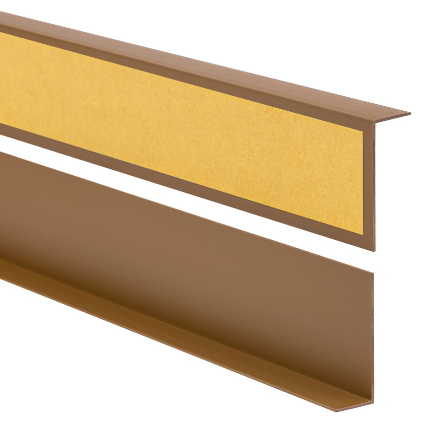 PVC unequal angle profile, glued on the outside, corner protection, bronze