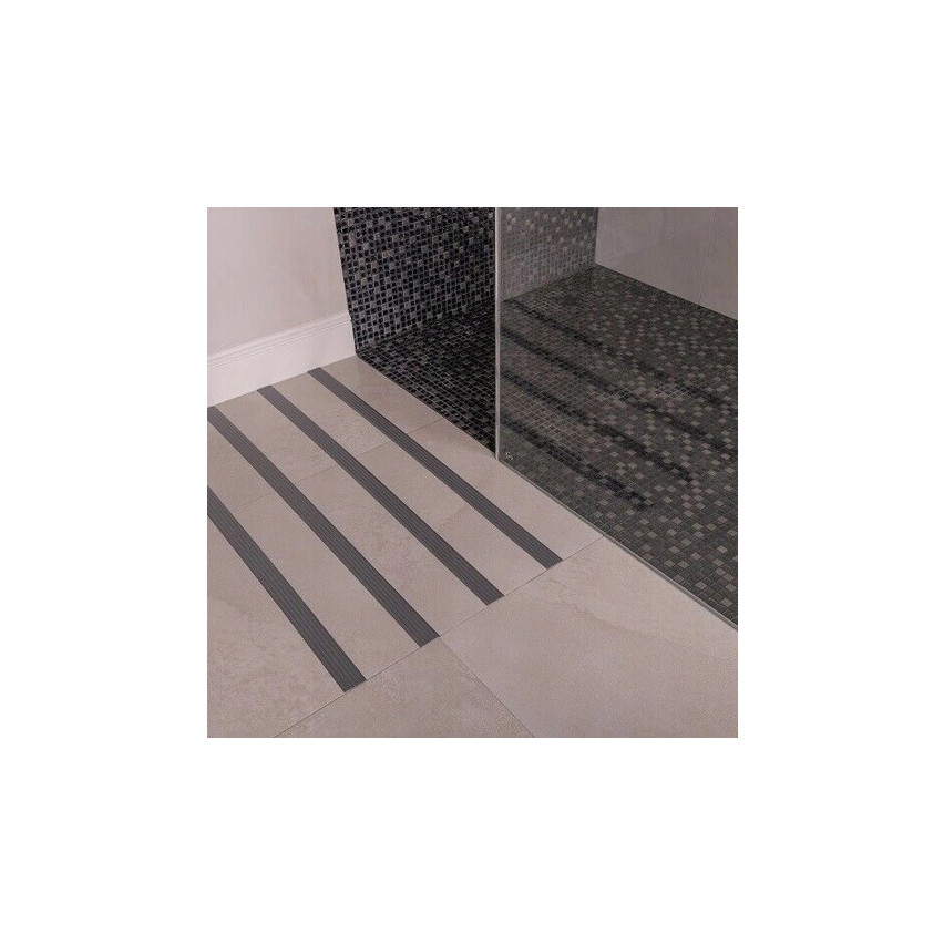 Fita antiderrapante em PVC, auto-adesiva, tiras antiderrapantes para escadas, proteção antiderrapante, 5 m, cinzento escuro