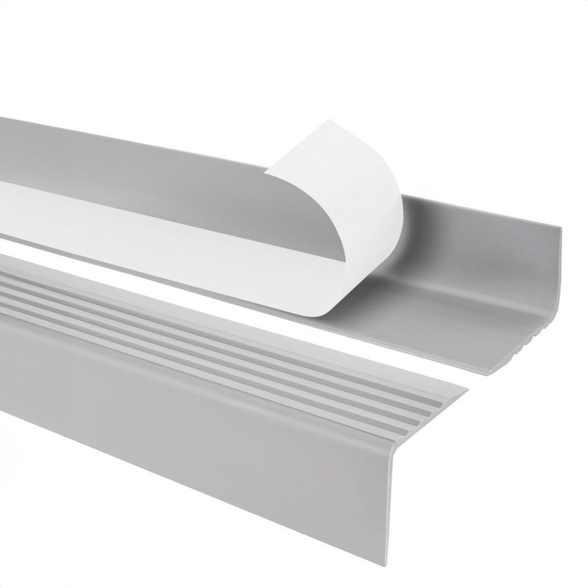 Protiskluzový schodišťový profil s lepidlem, 50x42mm, světle šedá