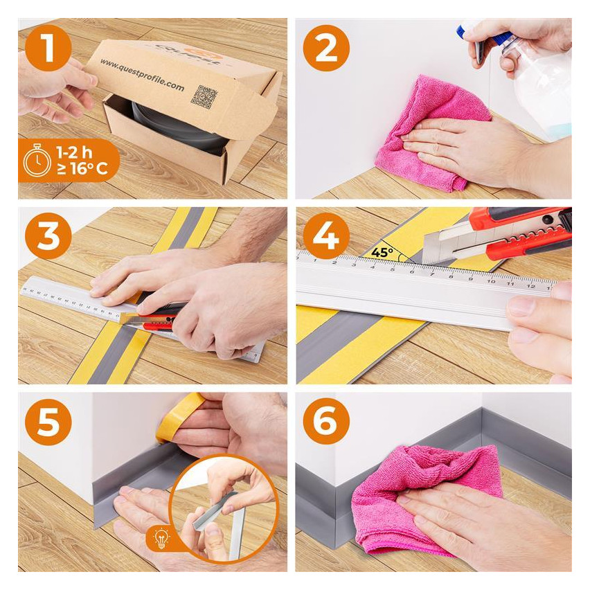 Zelfklevende PVC-afwerkingsstrip, lichtgrijs