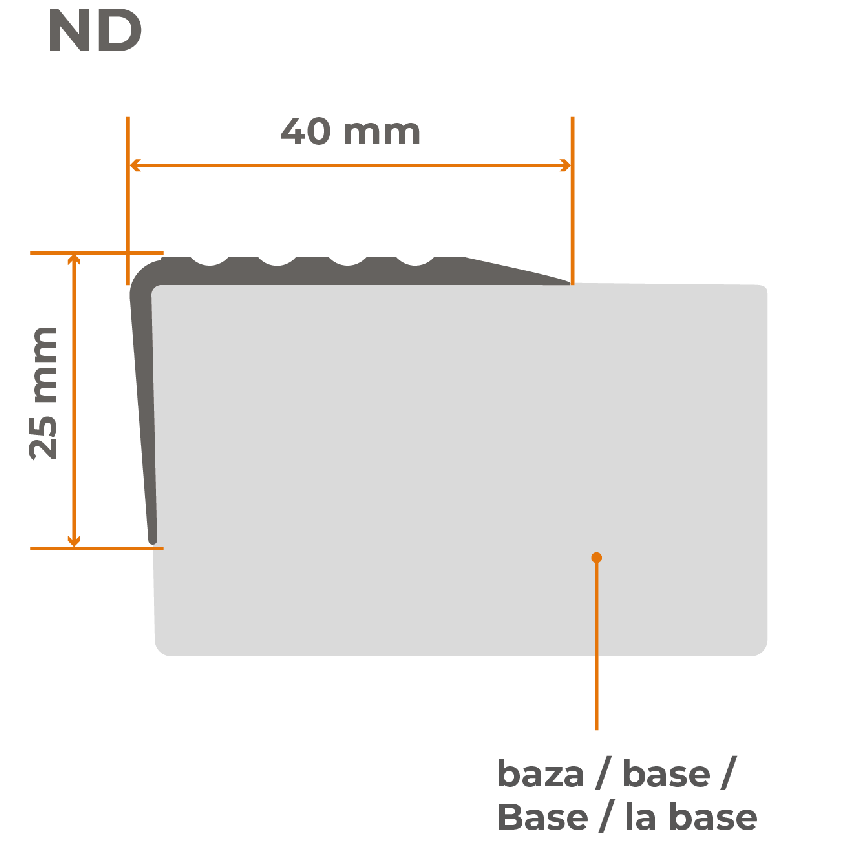 Profilo paragradino, autoadesivo, PVC, plastica, profilo antiscivolo, profilo angolare, 40x25 mm, oliva