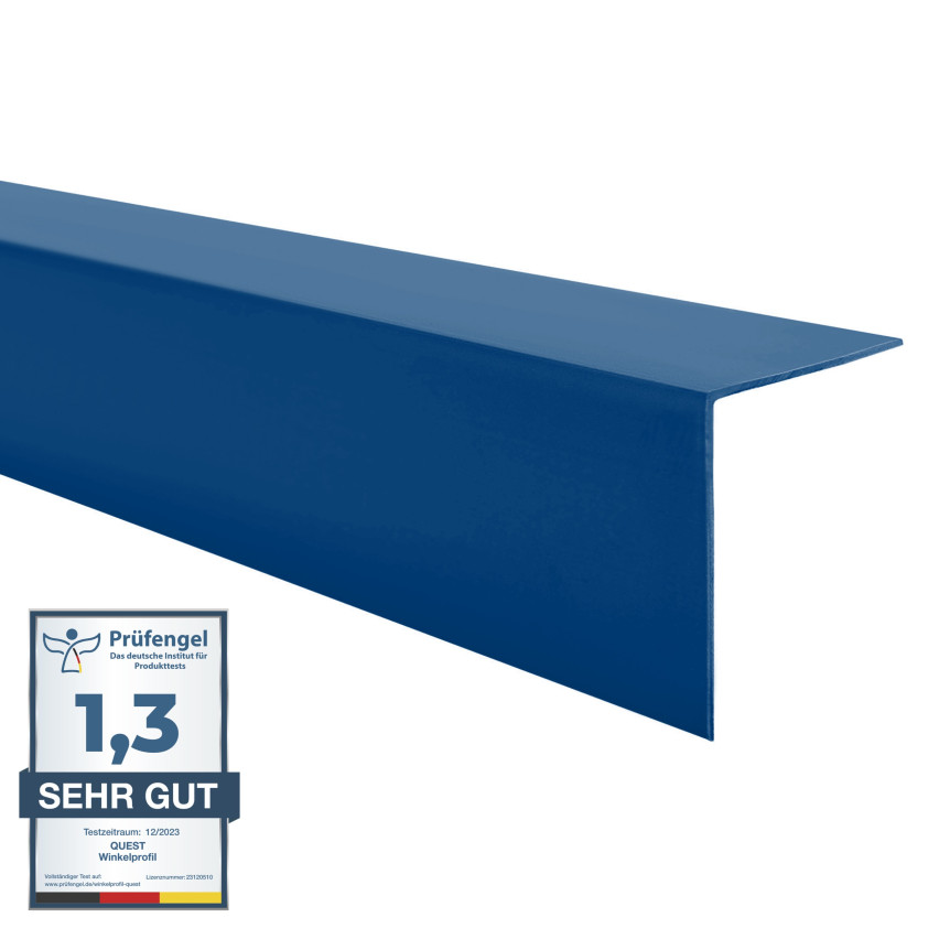 PVC Perfil angular duro, plástico, protección de cantos, azul