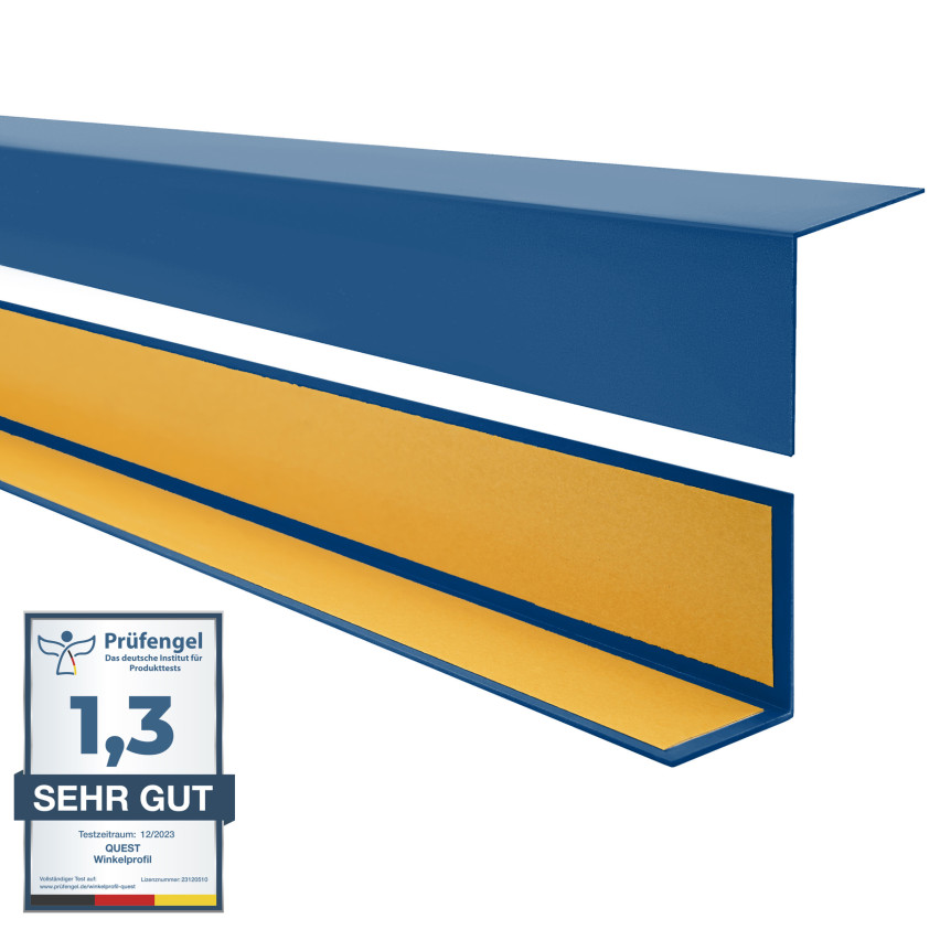 PVC angle profile, self-adhesive edge protection, corner protection, blue