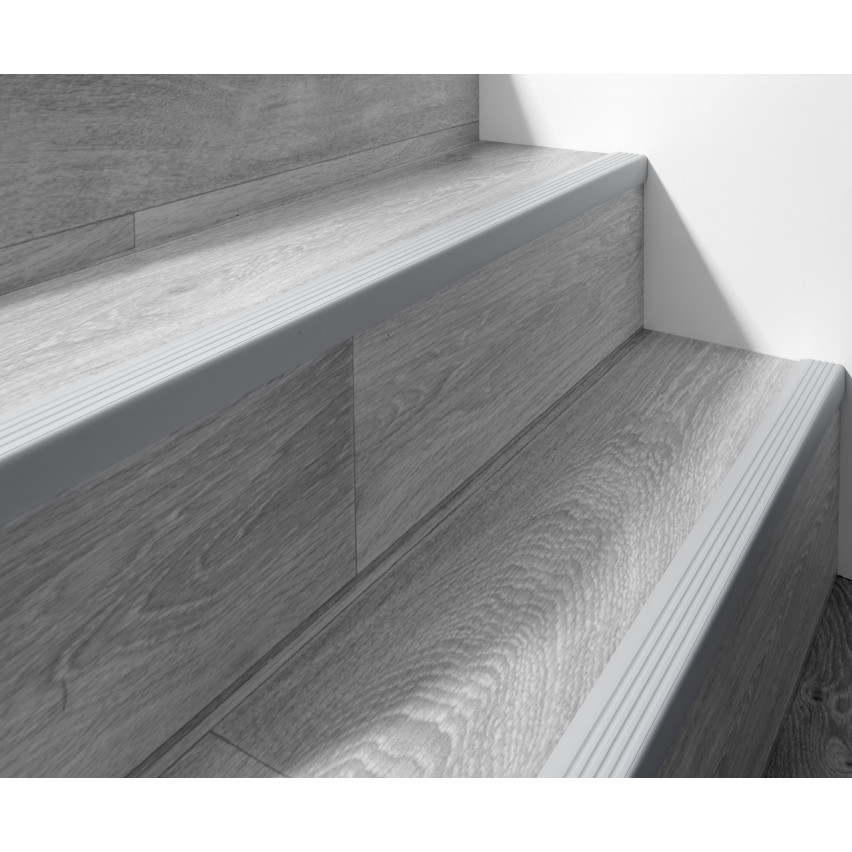 Plastová schodová hrana s lepidlem, neklouzavý 40x25mm tmavě šedá 