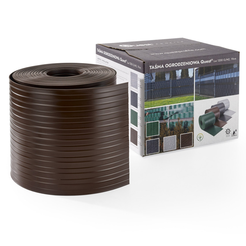 Hard plotová páska QUEST® PVC LUX 1200 g/m², ochranný pás pvc kryt plotu, 19cm, 1,2mm, hnědá RAL 8017