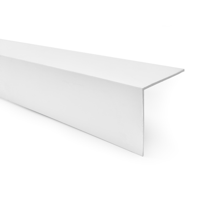 Perfil angular em PVC, proteção autocolante dos bordos, proteção dos cantos, branco, 