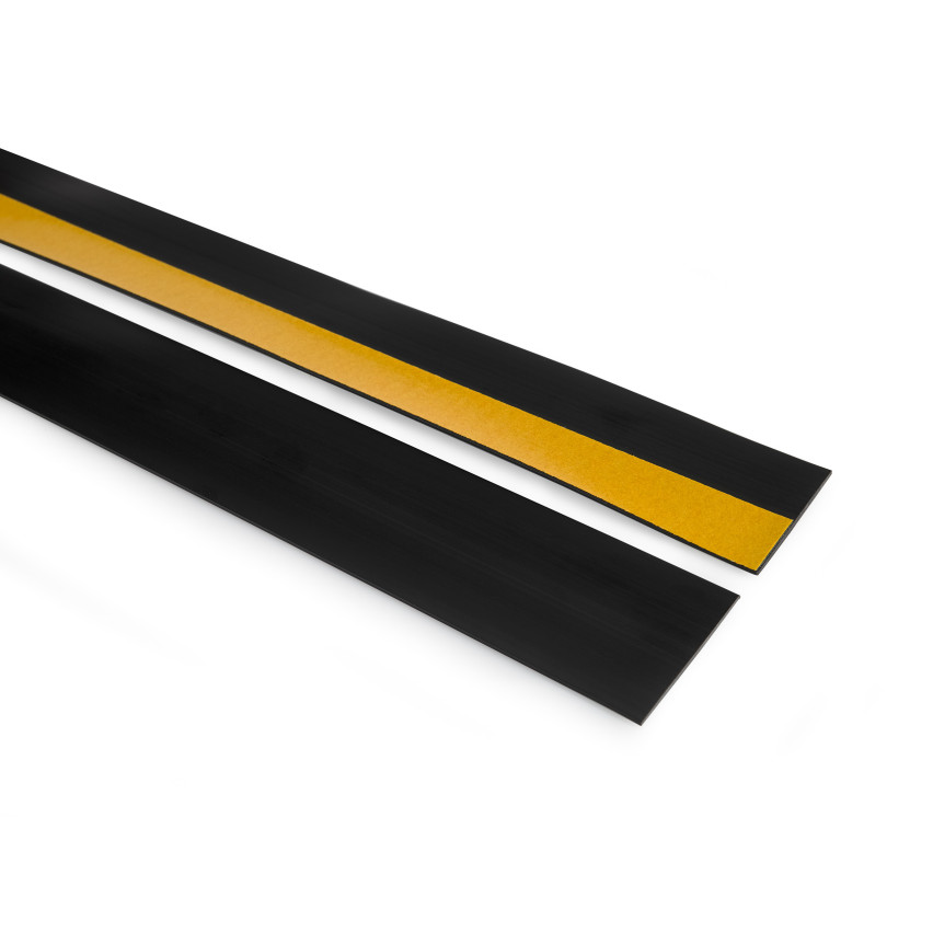 Moldura de cobertura decorativa auto-adesiva em PVC perfil de transição para rodapés moldura plana 5m, preto