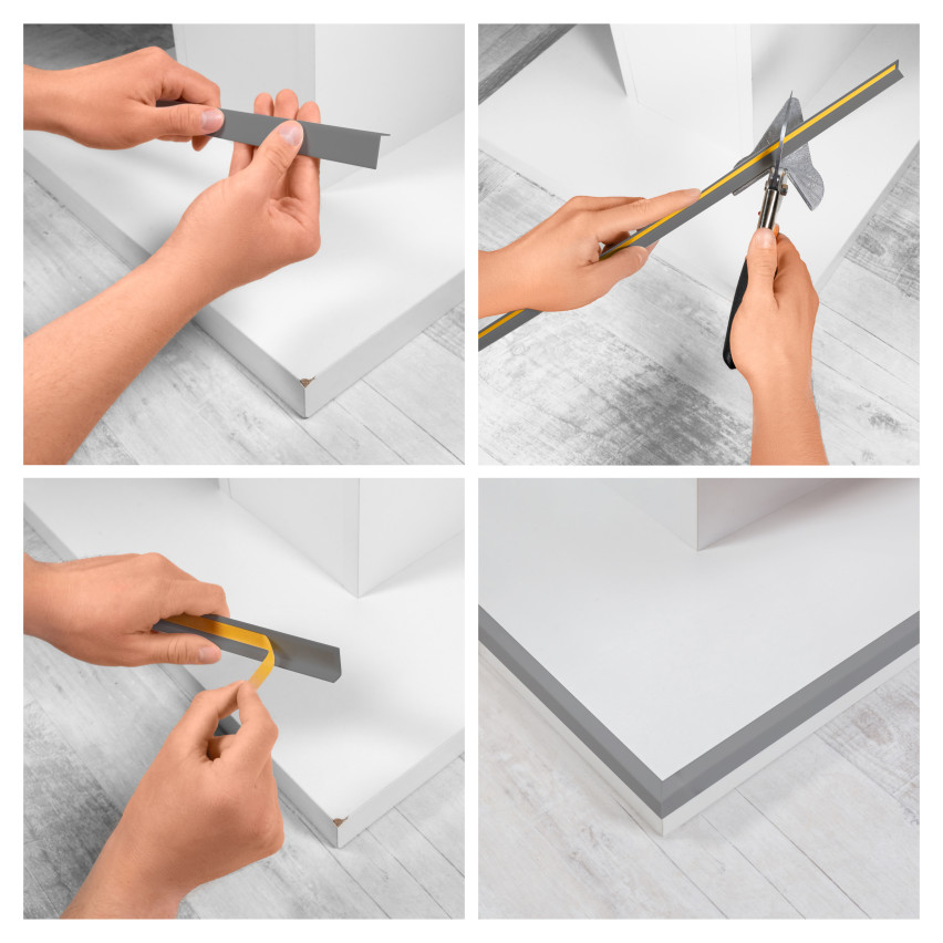 PVC Corner trim with glue, light grey