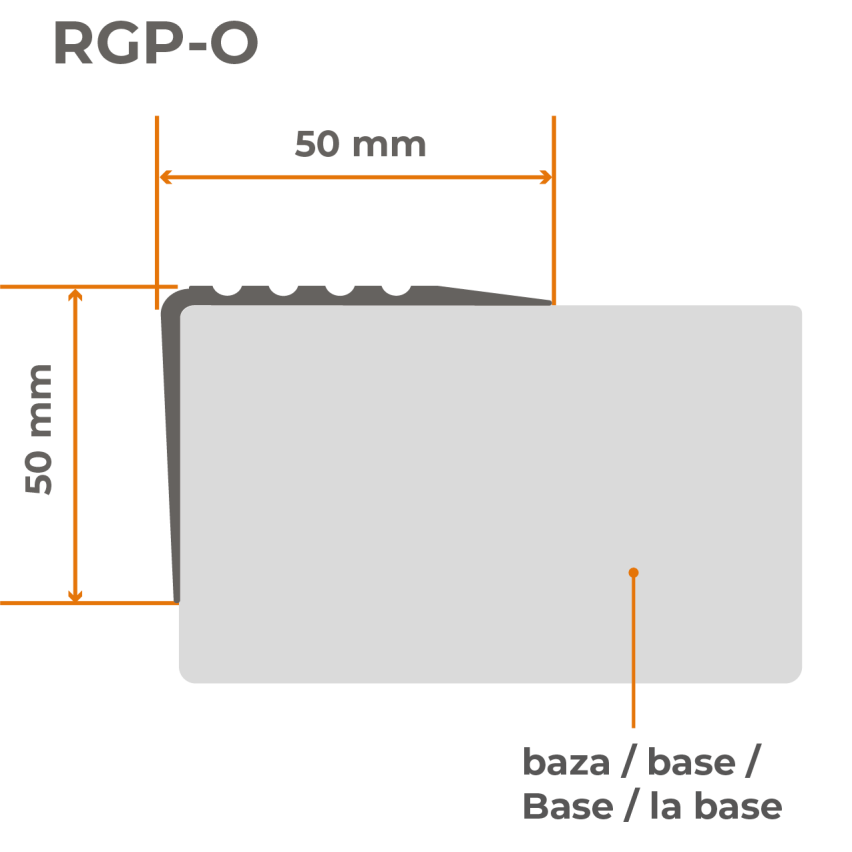 Protiskluzový, samolepící výstražný schodový profil RGP-O 50x50 mm červený