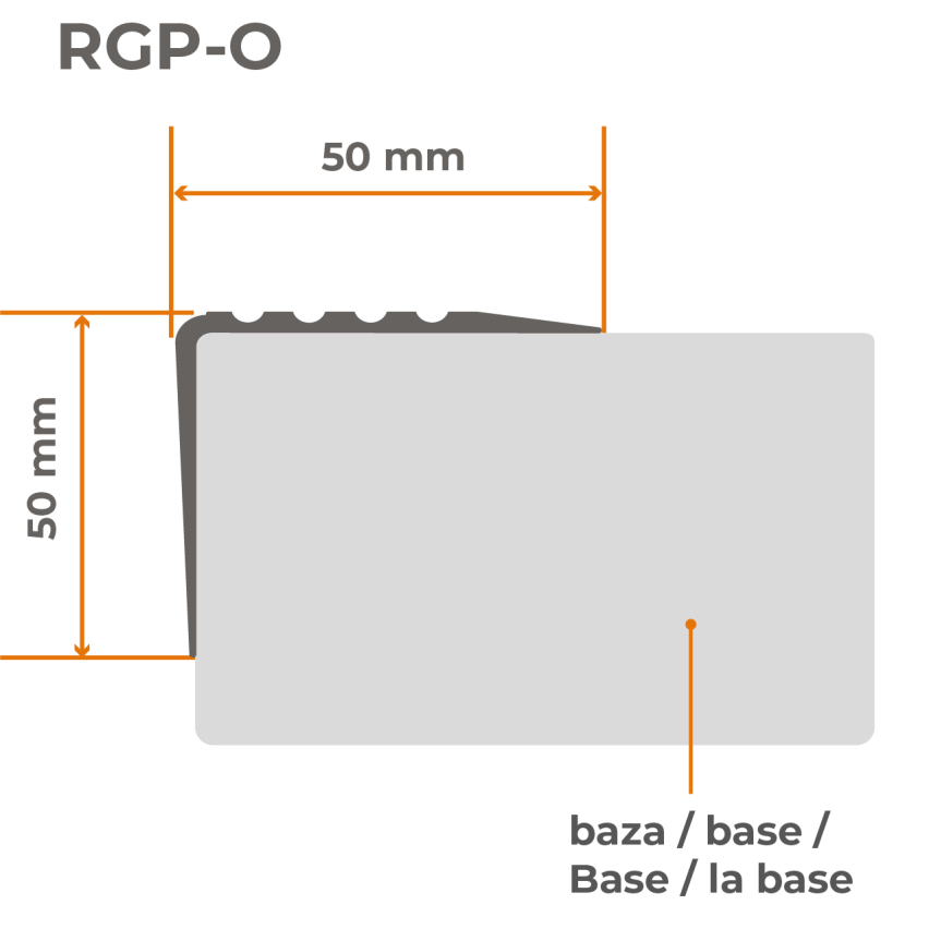 Waarschuwing opstapprofiel RGP-O 50x50 mm 150 cm geel