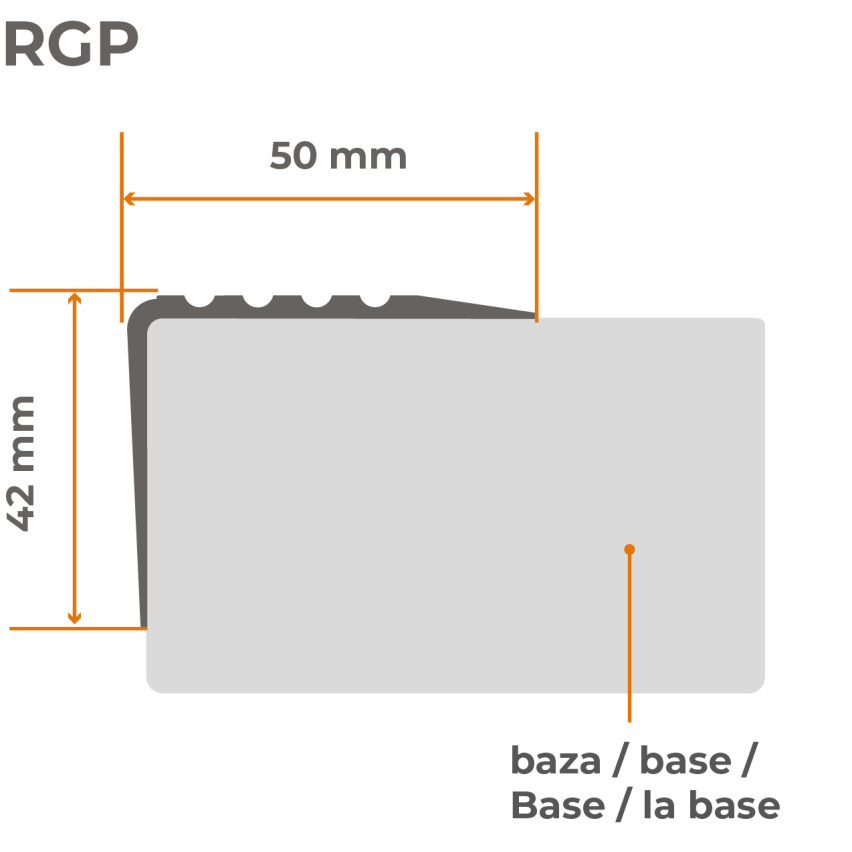 Nedrseči stopniščni profil 50x42mm 150cm srebrn