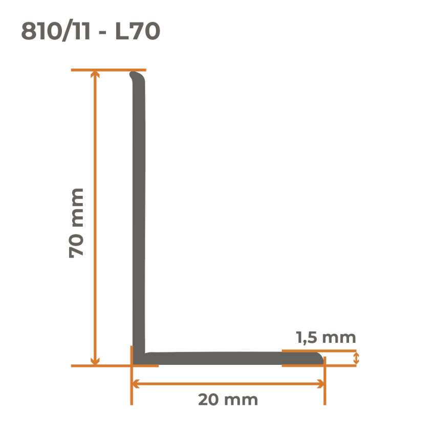 Měkká lišta Samolepicí, Flexibilní lišta, Rohová lišta, PVC, 70x20mm, světle hnědá