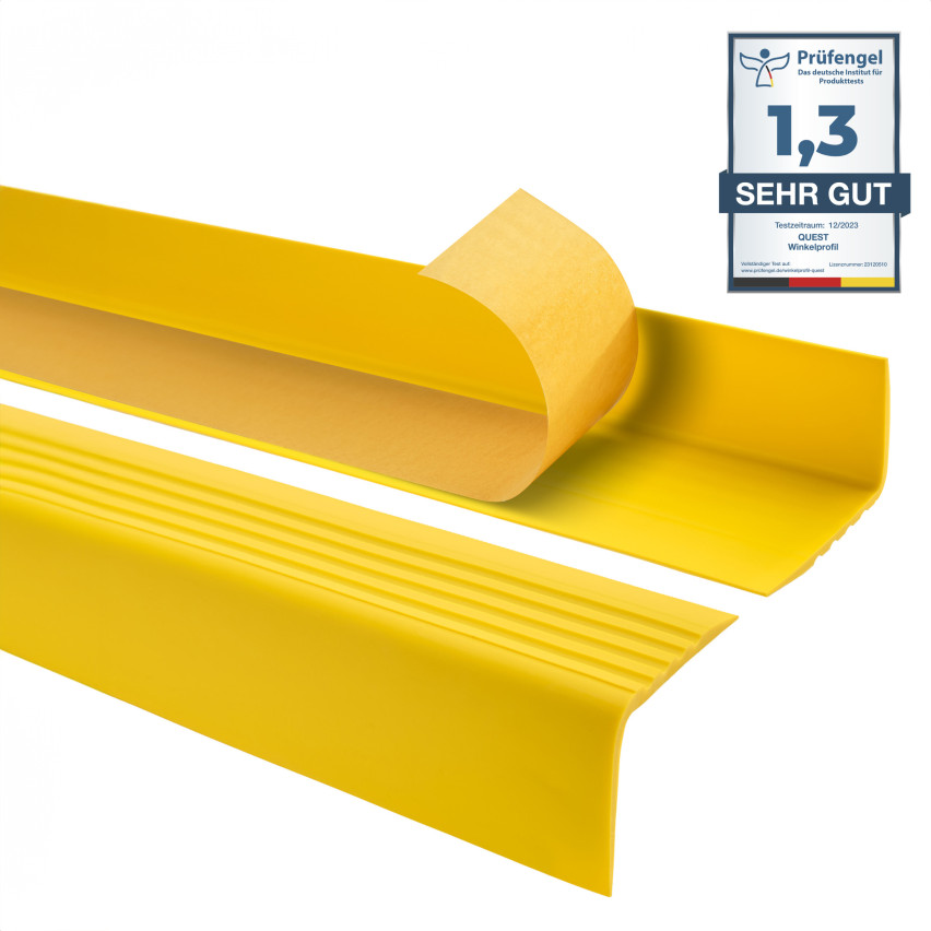 Perfil antideslizante para escaleras con adhesivo, 50x42mm, amarillo, 