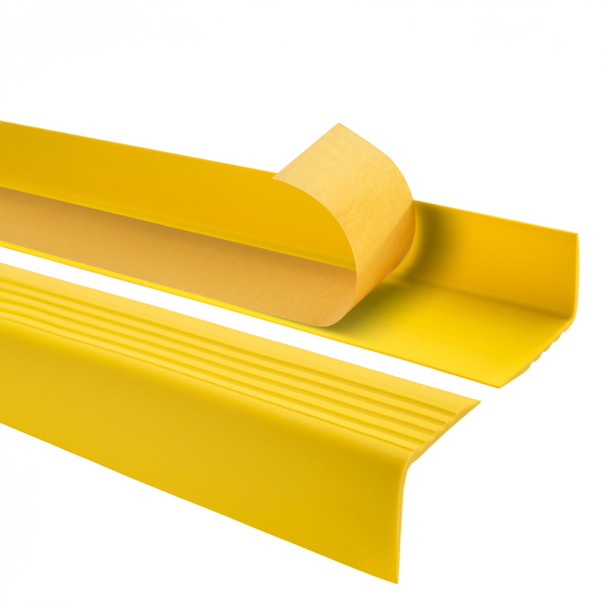 Perfil antideslizante para escaleras con adhesivo, 50x42mm, amarillo, 