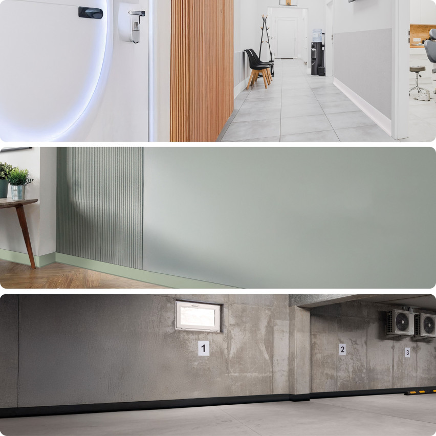 Zelfklevende plint van PVC berk, zachte, flexibele plint