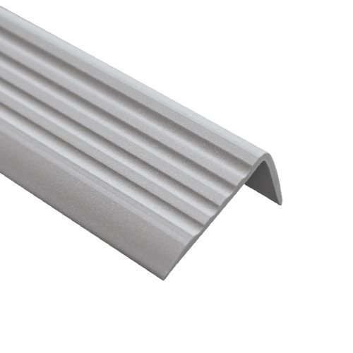 Profilo per bordi scale 50mmx25mm, 80 cm - Profilo angolare in PVC autoadesivo, Paraspigolo - Strisce antiscivolo per gradini - Grigio