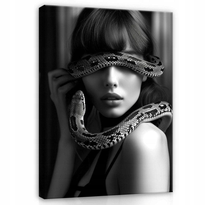 pannello murale bianco e nero pittura donna serpente per soggiorno camera da letto 100x70