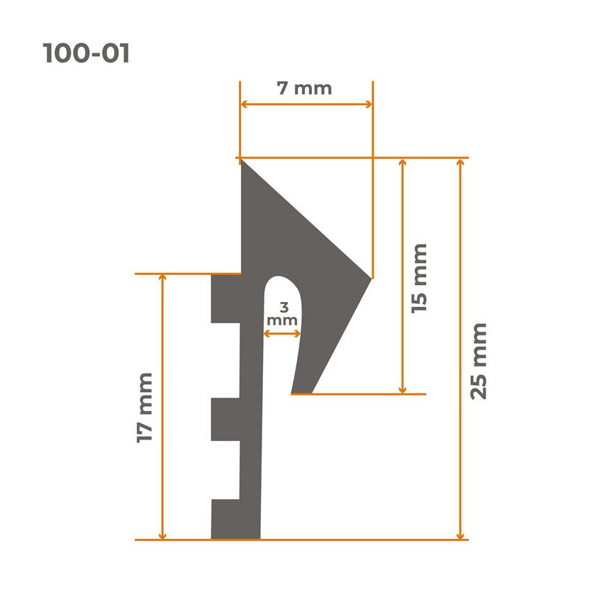 Vensterbankafdichting PVC, Afdichtingsprofiel, afdichtings strip, 1 m, wit