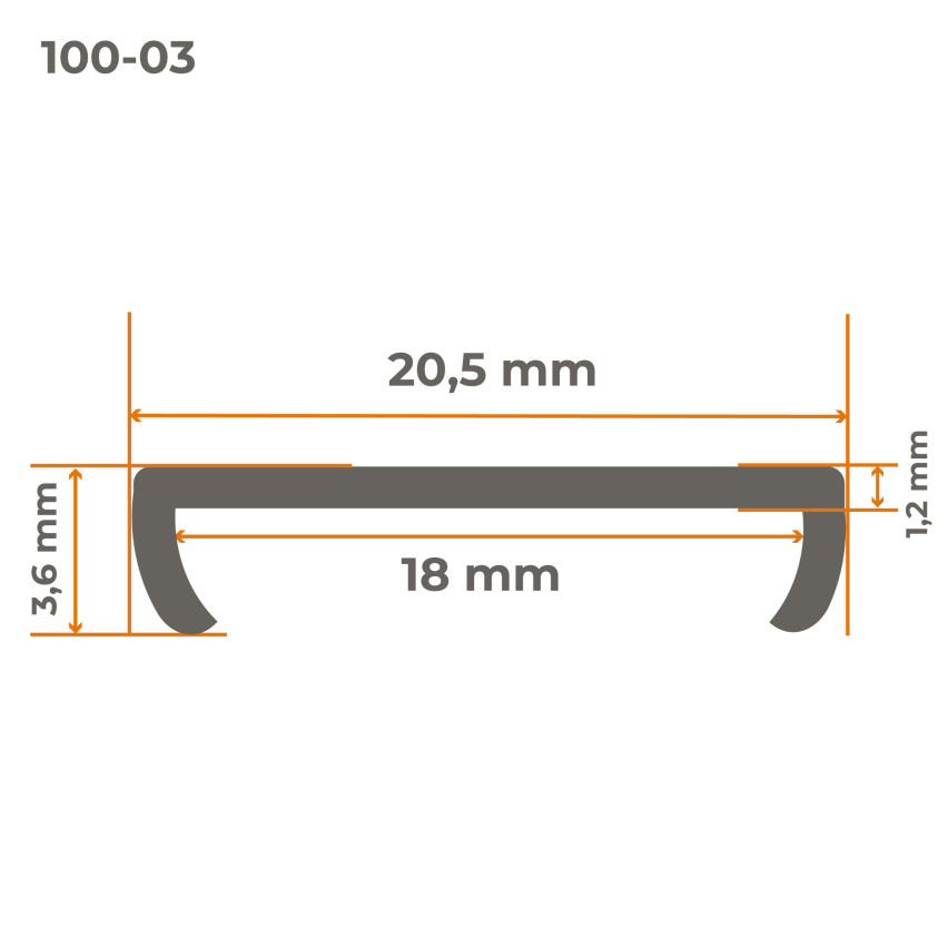 Meubelprofiel C PVC 5 m, zwart, zelfklevend, meubelrandbescherming
