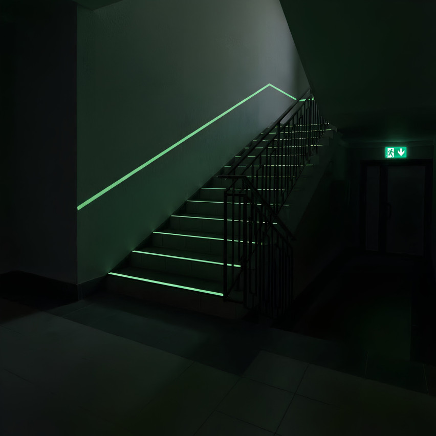 Tira de PVC fotoluminiscente autoadhesiva, cinta de seguridad luminosa en la oscuridad, blanca, 30 mm, 5 m