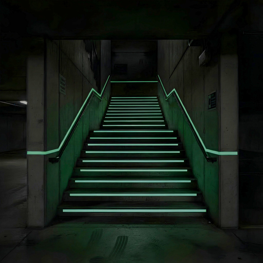 Tira de PVC fotoluminiscente autoadhesiva, cinta de seguridad luminosa en la oscuridad, blanca, 30 mm, 5 m