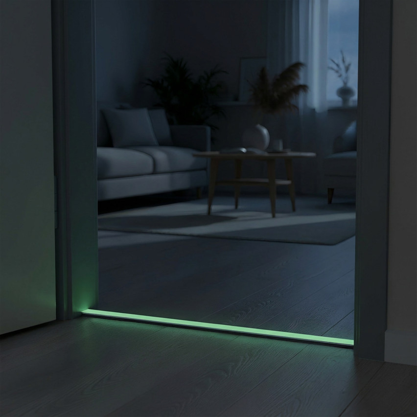 Tira de PVC fotoluminiscente autoadhesiva, cinta de seguridad luminosa en la oscuridad, blanca, 30 mm, 5 m