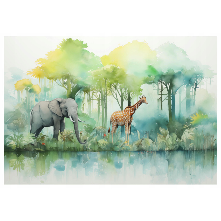 stenska stenska poslikava za otroke gozdne živali džungelske živali safari stenska stenska poslikava 150x105