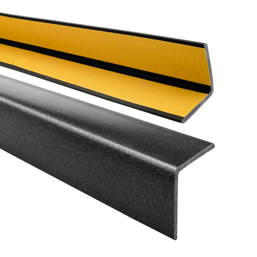 Zelfklevend hoekprofiel van zacht PVC, zwart-zilver, hoekbeschermer, KM