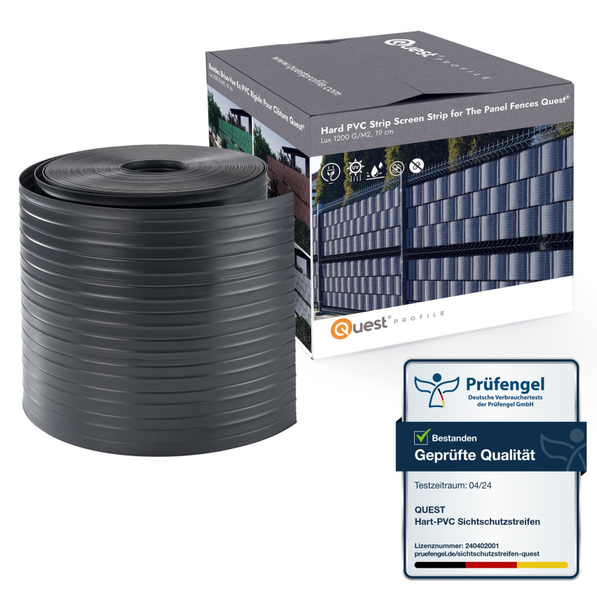 Fence Tape Quest® Lux 900 g/m², 19cm Anthracite RAL7016, 26 m